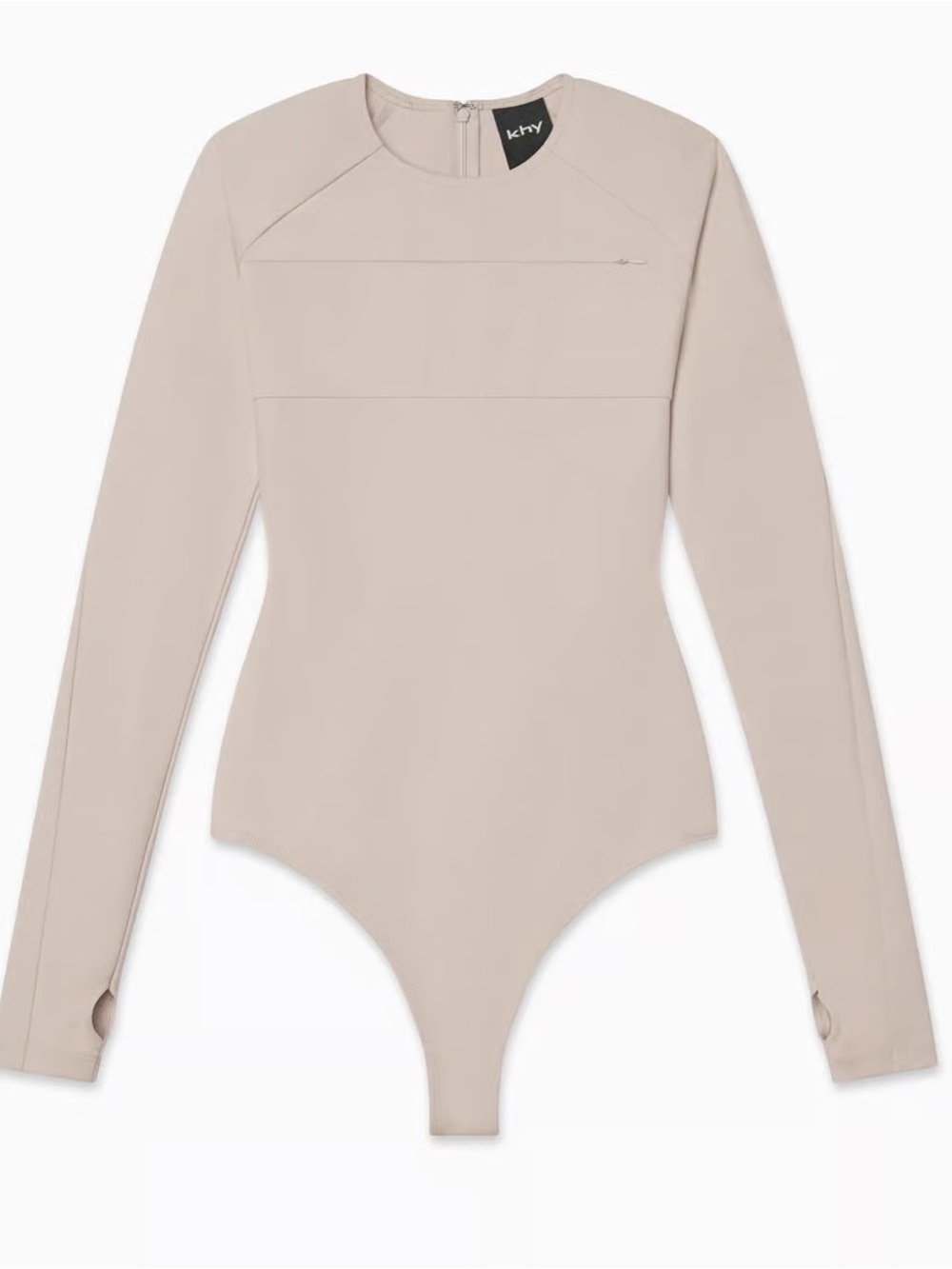 Khy Taupe Long Sleeve Seam-Detailed Bodysuit